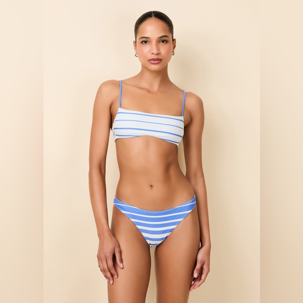 SOLID & STRIPED Blue and White Striped Bikini